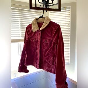Sonoma Dusty Pink/Red Corduroy Jacket with Lined Faux Collar Small